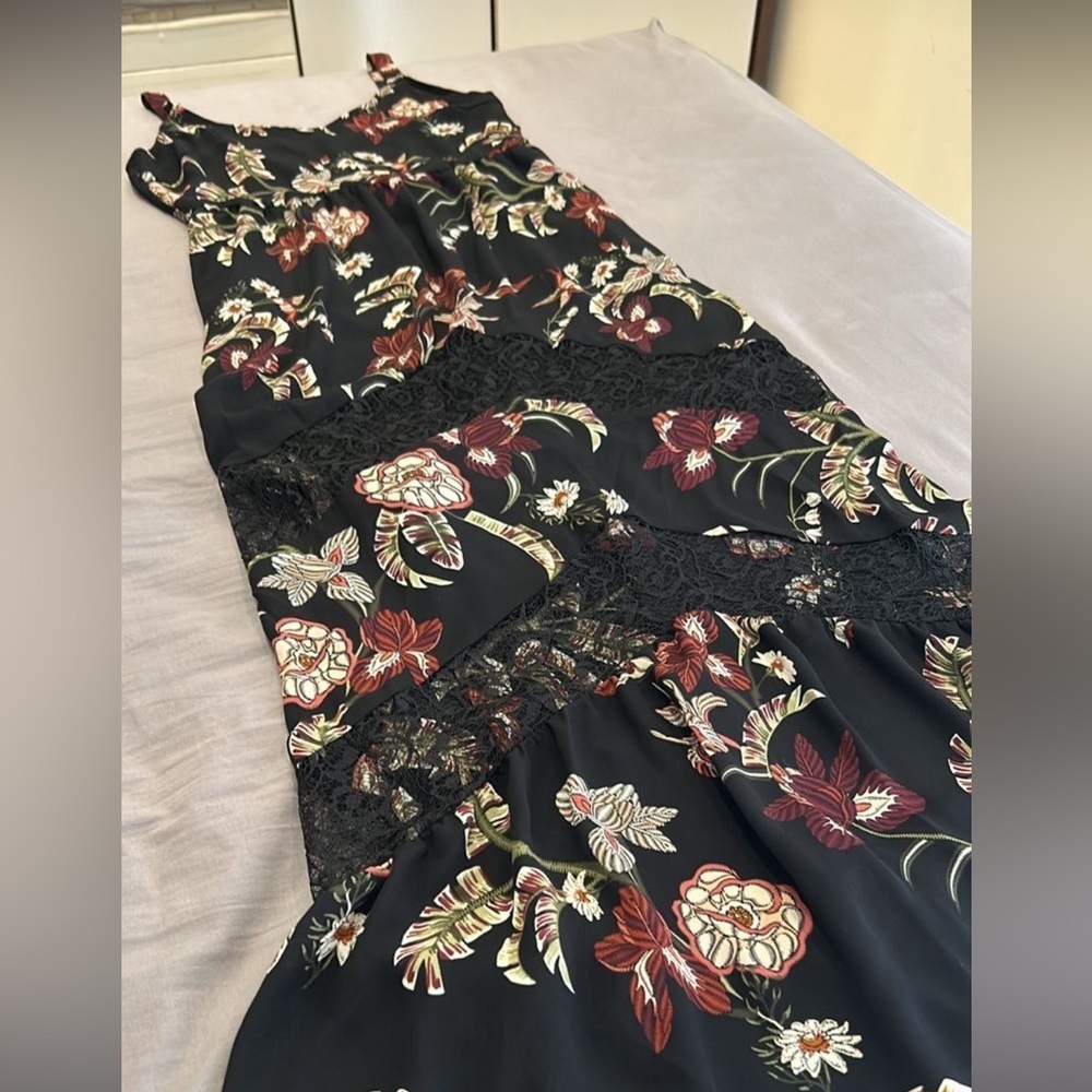 Floral Black Maxi Dress PtP 16 - Picture 3 of 3